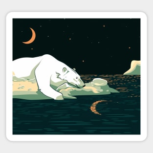 Polar Bear and the Moon Sticker